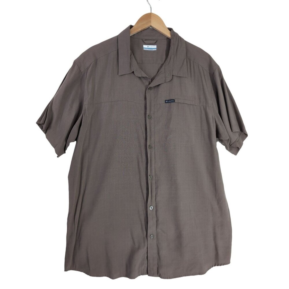 Columbia Sportswear Button Up Shirt Mens XL Brown Short‎ Sleeve Casual Dad